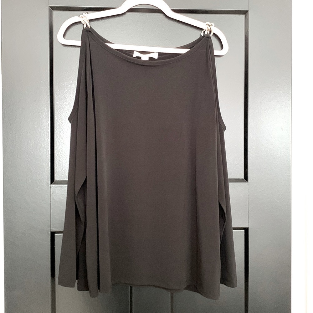 Michael Kors Cold Shoulder, Long Sleeved Blouse w/Chains at Shoulder Size XL
